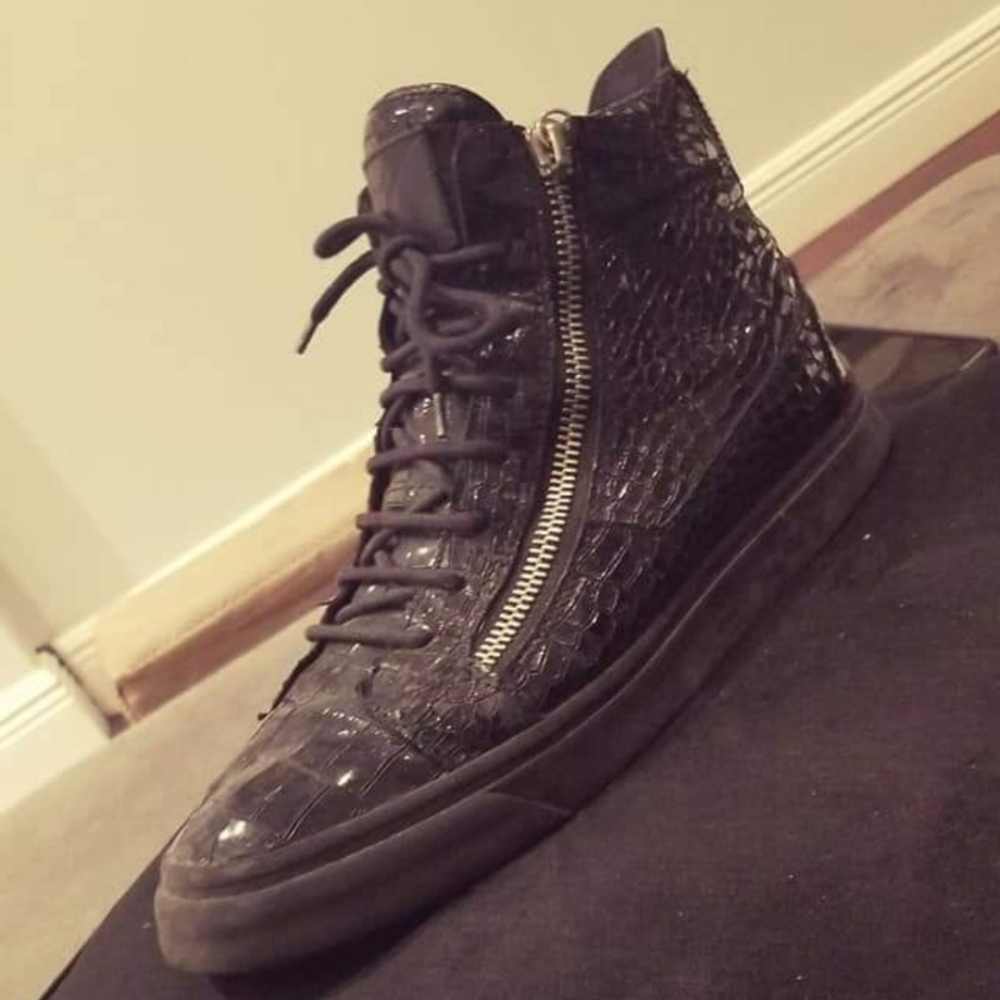 Giuseppe Zanotti Black Croc London High Top Sneakers - size 42